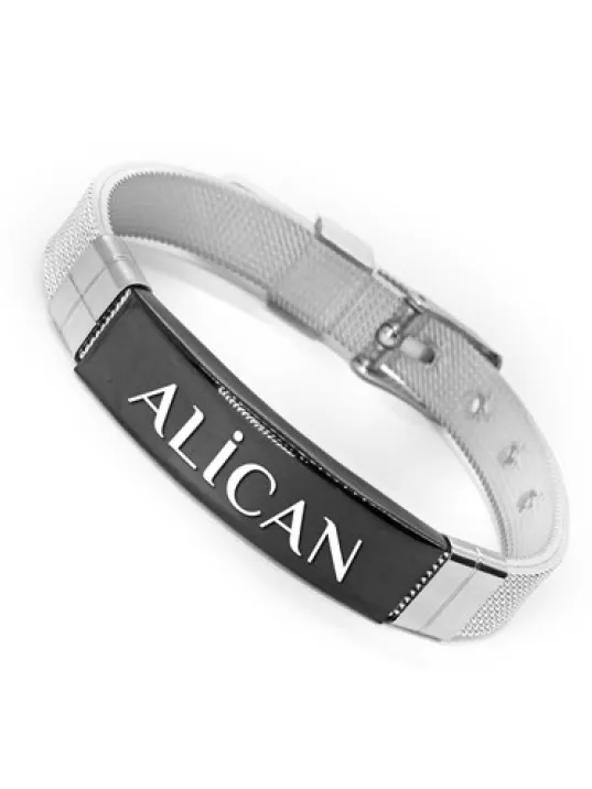 İsim Yazılabilir Siyah Plakalı Kemer Modeli Erkek Çelik Bileklik CBLSYHISIM1-BYZ İsim Yazılabilir Siyah Plakalı Kemer Modeli Erkek Çelik Bileklik CBLSYHISIM1-BYZ