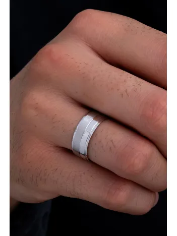 Erkek Gümüş Yüzük - 925 Ayar Sade Gümüş Alyans Yüzük