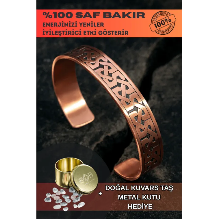 Kadın Erkek Saf Bakır Bileklik Kalın Zevahir Model Metal Kutu Kuvars Taşlar Bakır Kelepçe Bilezik