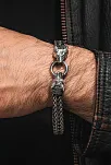 Jaguar Claw 316L Çelik Çift Sıra Örgü Erkek Bileklik - Paslanmaz & Parlak Model Özel Klips Tasarım