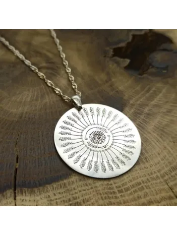 Kadın Gümüş Kolye - 925 Ayar 35 Besmele Duası Yazılı Beyaz Gümüş Kolye Zincir