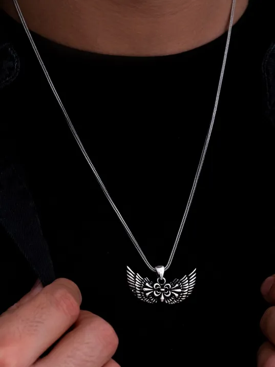 Melek Kanadı Gümüş Erkek Kolye Zincir