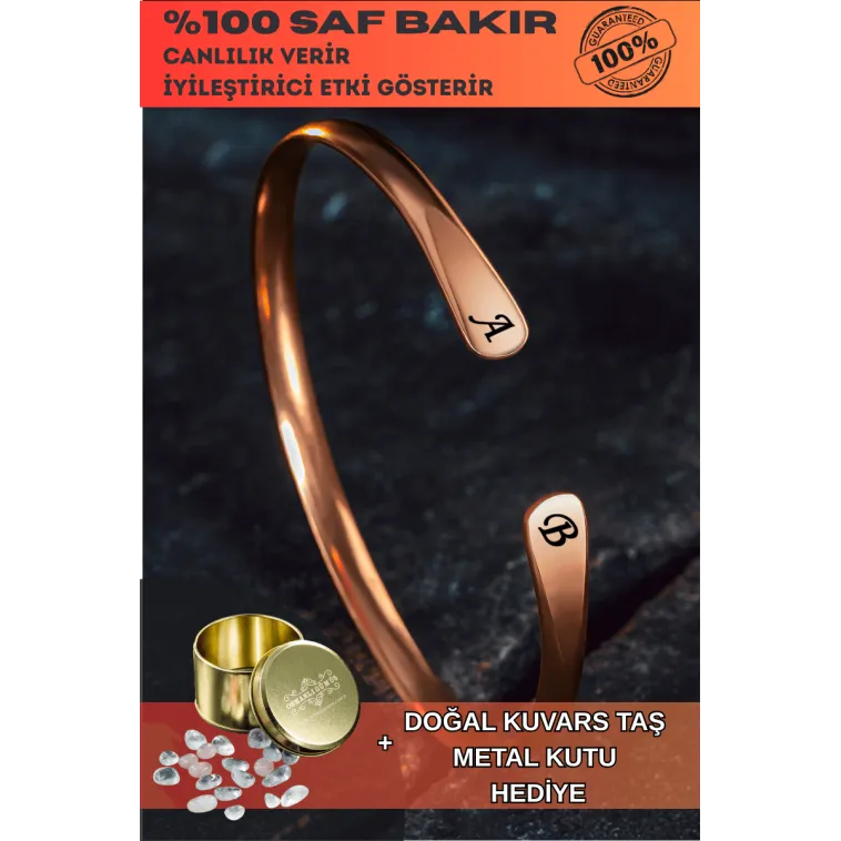 Erkek Kadın Bakır Bileklik - Harf Yazılabilir Lades Model Erkek Kadın Bileklik Bilezik