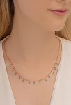 Kadın Gümüş Kolye - Aquamarin Damla Model Taşlı Rose Kadın Gümüş Kolye Gkltsklym4d-ros