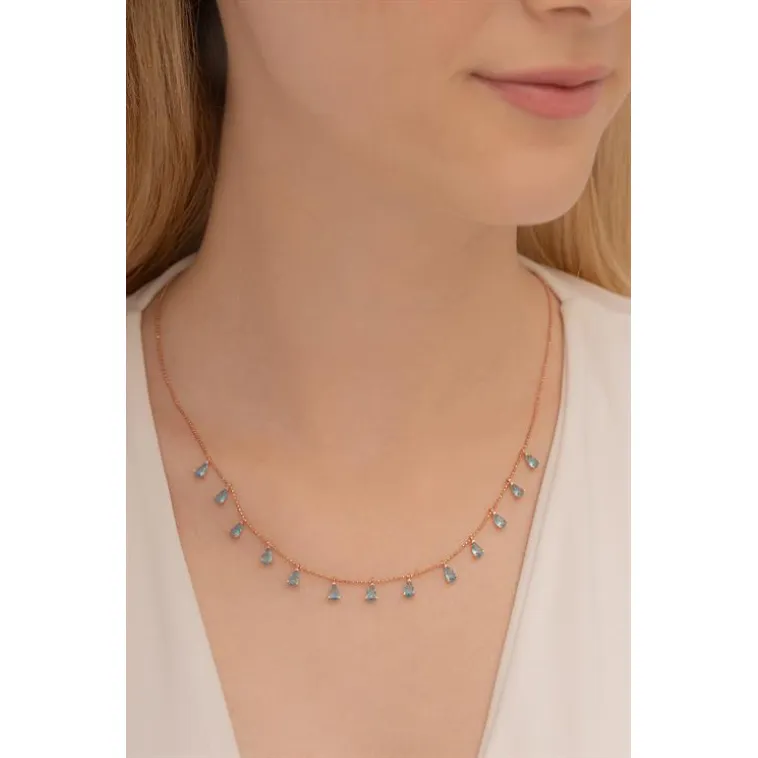 Kadın Gümüş Kolye - Aquamarin Damla Model Taşlı Rose Kadın Gümüş Kolye Gkltsklym4d-ros Kadın Gümüş Kolye - Aquamarin Damla Model Taşlı Rose Kadın Gümüş Kolye Gkltsklym4d-ros