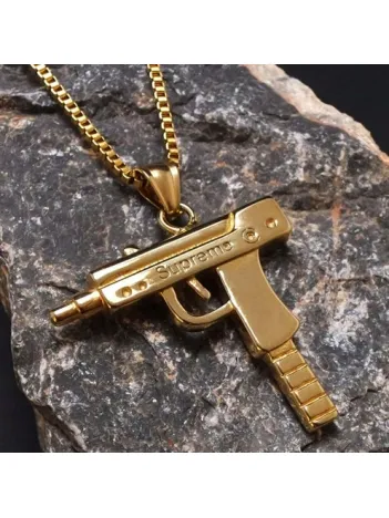 Ottoman Altın Rengi Çelik Uzi Erkek Kolye Zincir