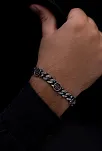 Erkek Gümüş Bileklik - Kırmızı Zirkon Taşlı Geometrik Şekilli Oksitli Gurmet Model 3 Gümüş Bileklik