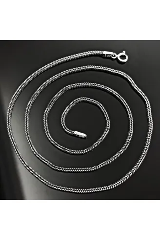 1.8 mm Tilki Kuyruğu Gümüş Erkek Kolye Zincir İtalyan Malı İnce Model