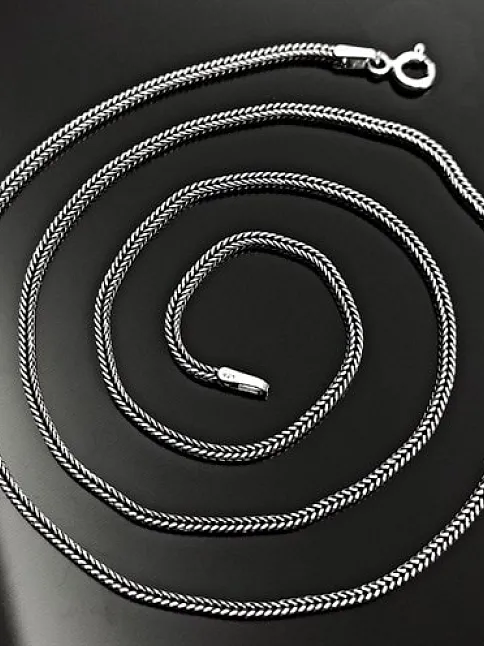 1.8 mm Tilki Kuyruğu Gümüş Erkek Kolye Zincir İtalyan Malı İnce Model