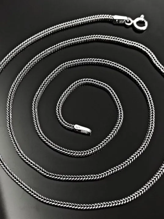 1.8 mm Tilki Kuyruğu Gümüş Erkek Kolye Zincir İtalyan Malı İnce Model 1.8 mm Tilki Kuyruğu Gümüş Erkek Kolye Zincir İtalyan Malı İnce Model