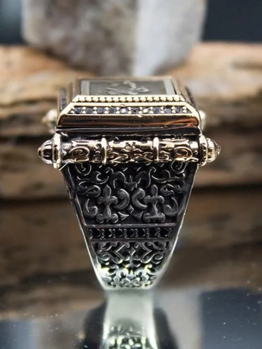 Hasbiallah (Allah Bana Yeter) Model 2 Yazılı Özel Seri 925 Ayar Gümüş Erkek Yüzük