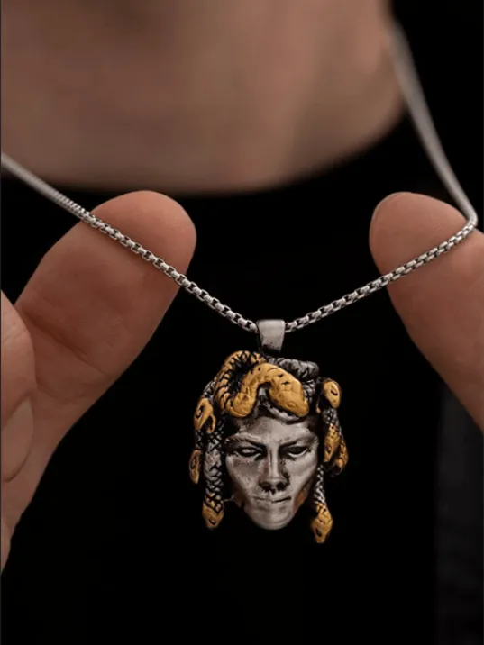 Medusa - Erkek Kolye - Kadın Kolye - Medusa Model Bay Çelik Kolye