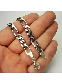 OKSİTLİ FİGARO GÜMÜŞ ERKEK BİLEKLİK KÜNYE ORTA