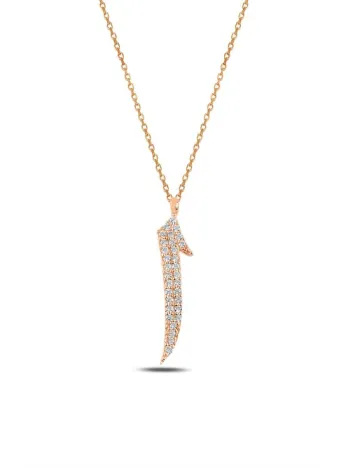 Zirkon Taşlı Elif Model Kadın Gümüş Kolye GKLELIFROSE-ROS