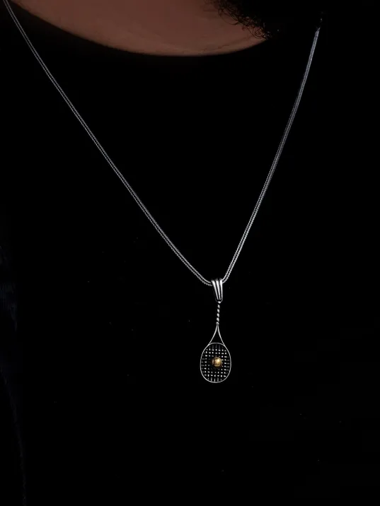 Erkek Gümüş Kolye - Tenis Raketi Motifli Gümüş Kolye