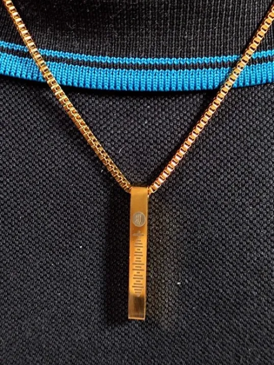 Spotify Şarkı Kodlu Çelik Altın Bar Çubuk Kolye Blok Zincir CKLSPOTYKLY-ALT