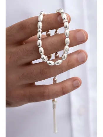 Gümüş Tespih Arpa Kesim Büyük Boy 24gr