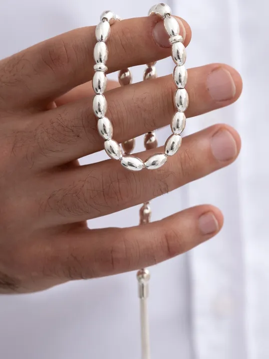 Gümüş Tespih Arpa Kesim Büyük Boy 24gr