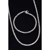 Erkek Gümüş Kolye Bileklik Set - 4mm Dikdörtgen Kesim Yassı Kral Gümüş Kolye Bileklik Set Erkek Gümüş Kolye Bileklik Set - 4mm Dikdörtgen Kesim Yassı Kral Gümüş Kolye Bileklik Set