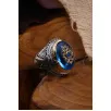 Anadolu Desenli Blue Topaz Aqua Marin Taşlı Yanı İşlemeli Erkek Gümüş Yüzük Anadolu Desenli Blue Topaz Aqua Marin Taşlı Yanı İşlemeli Erkek Gümüş Yüzük