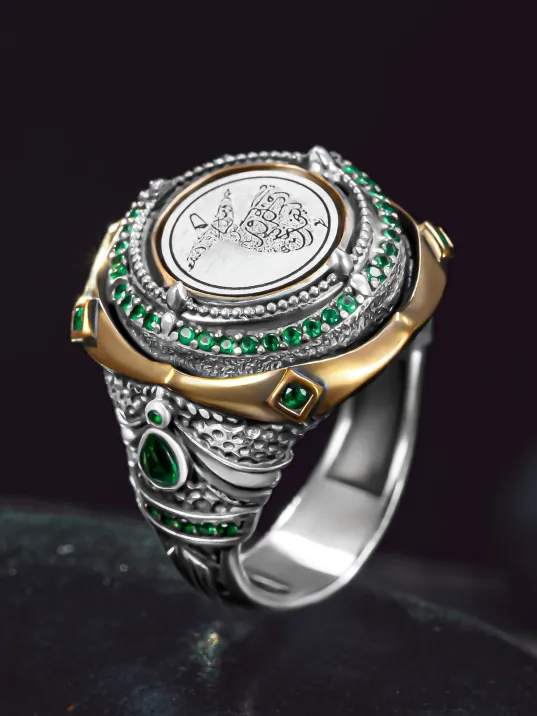 Erkek Gümüş Yüzük - Özel Tasarım Semazen İşlemeli 925 Ayar Erkek Yüzük