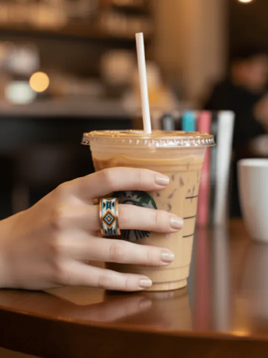 Kadın Bakır Bileklik Yüzük Set - Polka Model Özel Baskı Metal Kutu Ve Kuvars Taşı