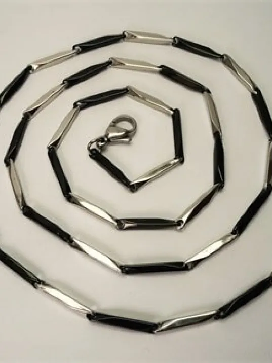 Siyah Beyaz Çelik Kral Erkek Zincir Kolye + Bileklik Set Kalın Model Siyah Beyaz Çelik Kral Erkek Zincir Kolye + Bileklik Set Kalın Model