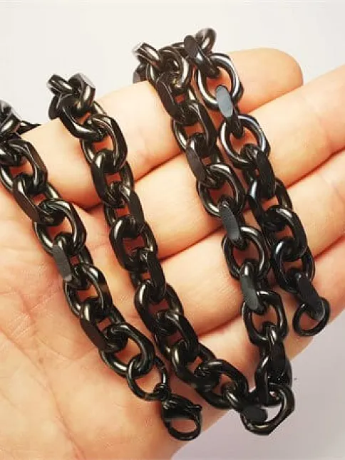 Devasa Kalın Siyah Erkek Çelik Zincir Kolye Sınırlı Sayıda Özel Model!!