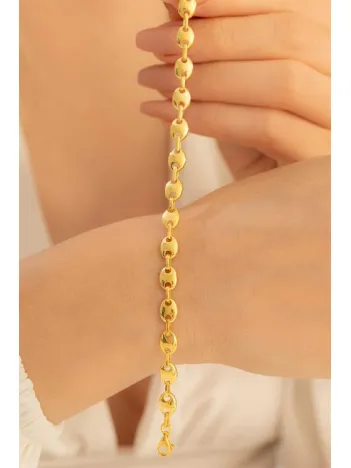 Kadın Gümüş Bileklik -Altın Kaplama Gemici Model Gümüş Bileklik