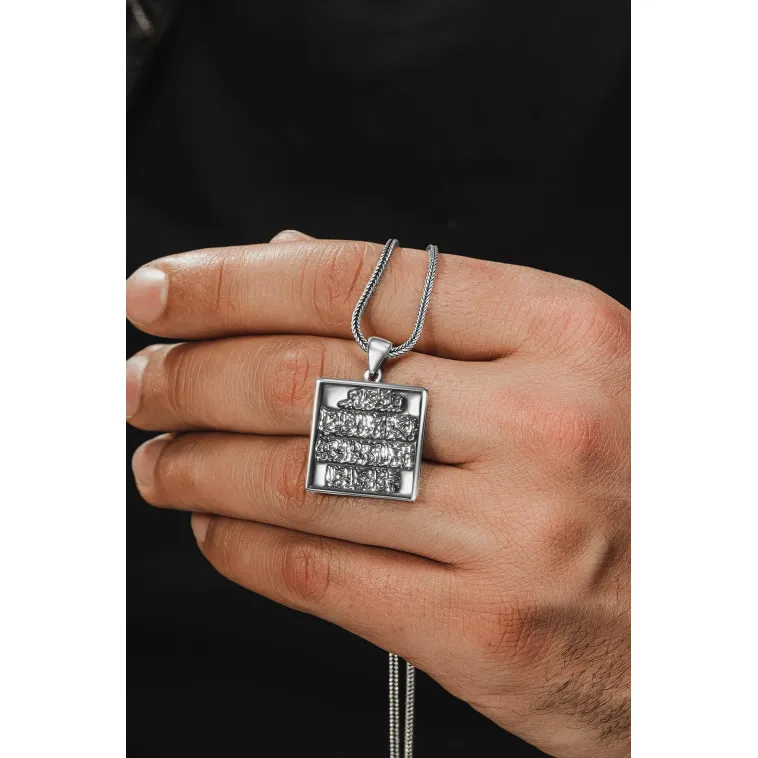 Erkek Gümüş Kolye - Nazar Duası Kare Model Erkek Gümüş Kolye Erkek Gümüş Kolye - Nazar Duası Kare Model Erkek Gümüş Kolye