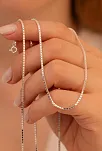 Kadın Gümüş Kolye Bileklik Set - 925 Ayar 1.5mm Küp Zincir Gümüş Set