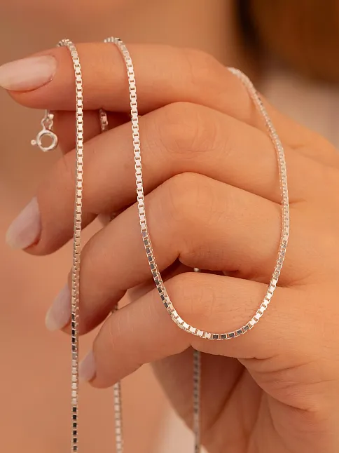 Kadın Gümüş Kolye Bileklik Set - 925 Ayar 1.5mm Küp Zincir Gümüş Set