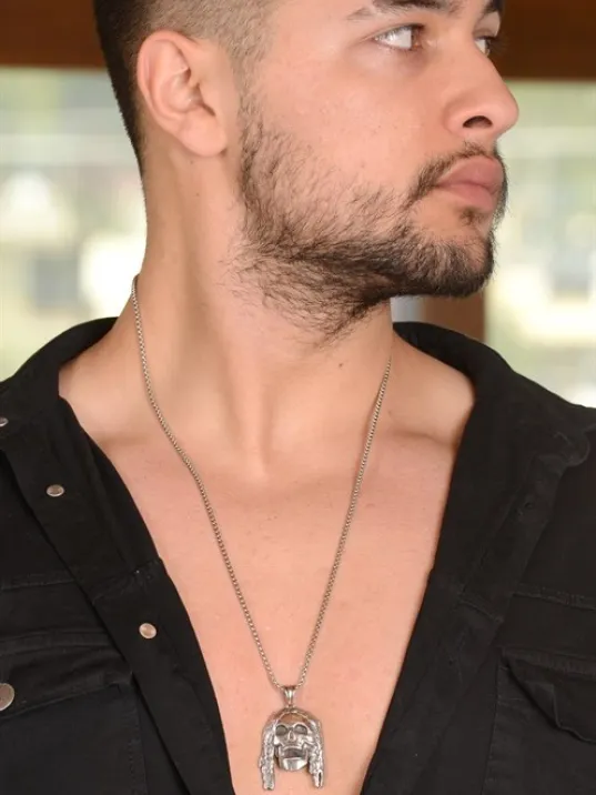 OttoMan Kuru Kafa İskelet Erkek Çelik Zincir Kolye CKLKURUKFAA-GMS OttoMan Kuru Kafa İskelet Erkek Çelik Zincir Kolye CKLKURUKFAA-GMS