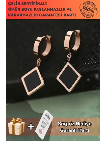 Auris Rose Renk Kararmayan Çelik Küpe