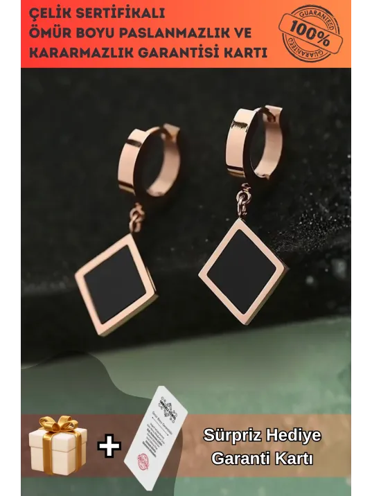 Auris Rose Renk Kararmayan Çelik Küpe Auris Rose Renk Kararmayan Çelik Küpe