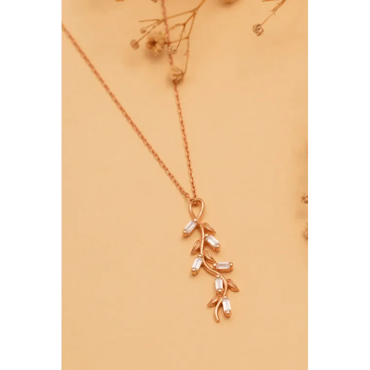 Baget Taşlı Yaprak Model Kadın Rose Gümüş Kolye Gklyprkmdl5-ros Baget Taşlı Yaprak Model Kadın Rose Gümüş Kolye Gklyprkmdl5-ros