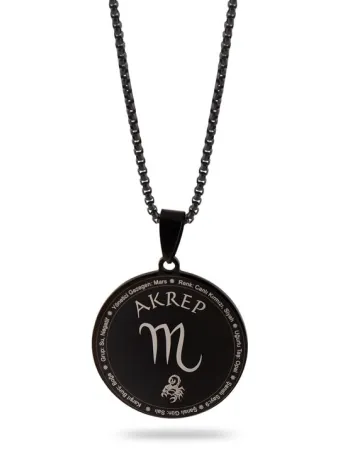 Unisex Akrep Burcu Kolyesi Çelik Kolye Siyah Polo Zincir Cklakrpburc-syh