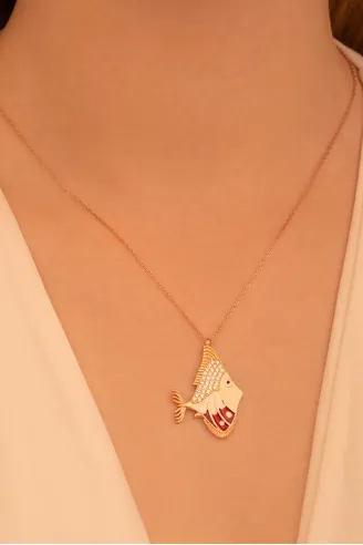 Balık Burcu Bayan Gümüş Kolye Harika Tasarım-Rose (bronz)