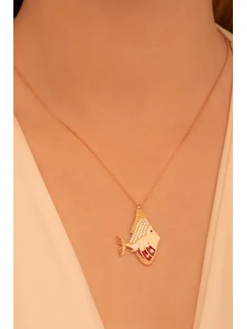 Balık Burcu Bayan Gümüş Kolye Harika Tasarım-Rose (bronz)