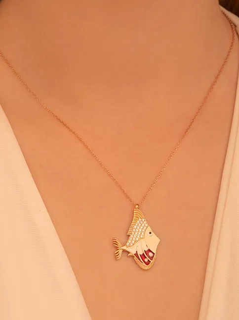 Balık Burcu Bayan Gümüş Kolye Harika Tasarım-Rose (bronz)