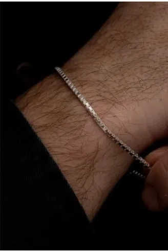 Erkek Gümüş Bileklik - 925 Ayar Küp Zincir Gümüş Bileklik 2mm