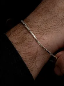 Erkek Gümüş Bileklik - 925 Ayar Küp Zincir Gümüş Bileklik 2mm