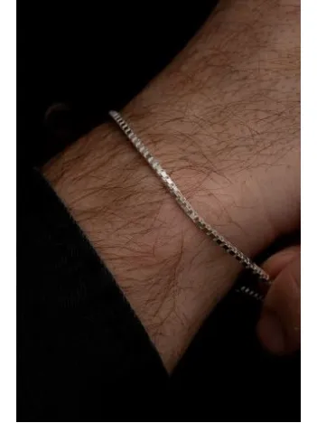 Erkek Gümüş Bileklik - 925 Ayar Küp Zincir Gümüş Bileklik 2mm