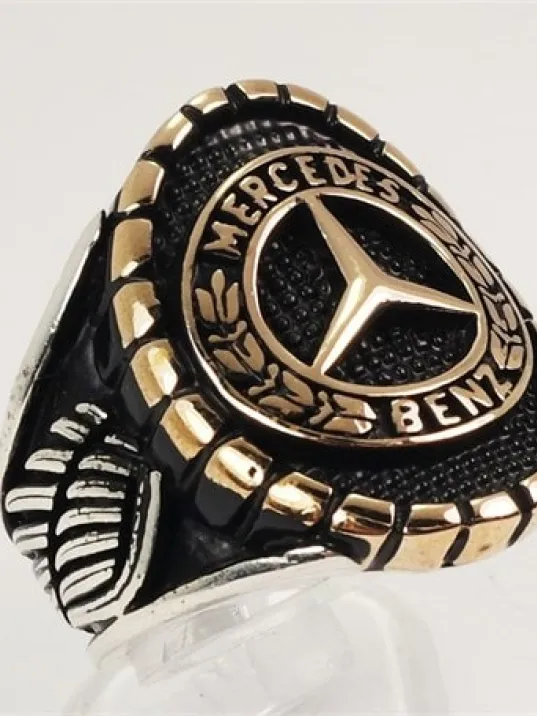 Mercedes Amblemli Logolu Erkek Gümüş Yüzük