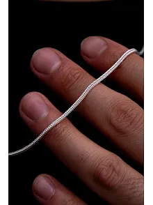 Erkek Gümüş Kolye - 1.6mm Beyaz Tilki Kuyruğu Zincir Gümüş Erkek Kolye