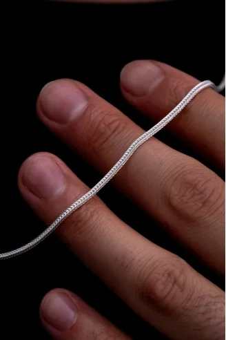 Erkek Gümüş Kolye - 1.6mm Beyaz Tilki Kuyruğu Zincir Gümüş Erkek Kolye