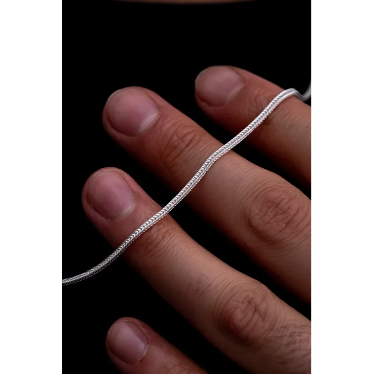 Erkek Gümüş Kolye - 1.6mm Beyaz Tilki Kuyruğu Zincir Gümüş Erkek Kolye Erkek Gümüş Kolye - 1.6mm Beyaz Tilki Kuyruğu Zincir Gümüş Erkek Kolye