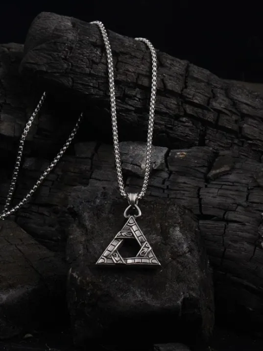 OttoMan Mısır Piramit Simgesi Çelik Zincir Kolye CKLMISIRPRT-GMS