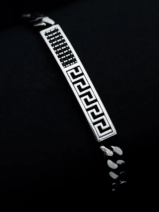 Erkek Gümüş Bileklik - Grek Desenli Gurmet Zincirli Gümüş Bileklik Erkek Gümüş Bileklik - Grek Desenli Gurmet Zincirli Gümüş Bileklik