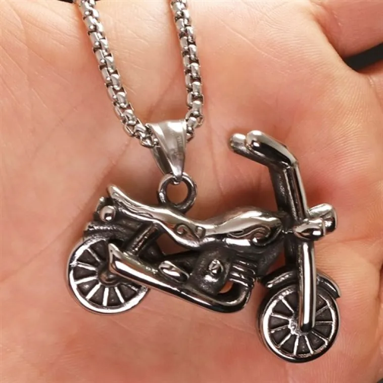 OttoMan Chopper Motorcu Motosiklet Çelik Erkek Kolye Zincir